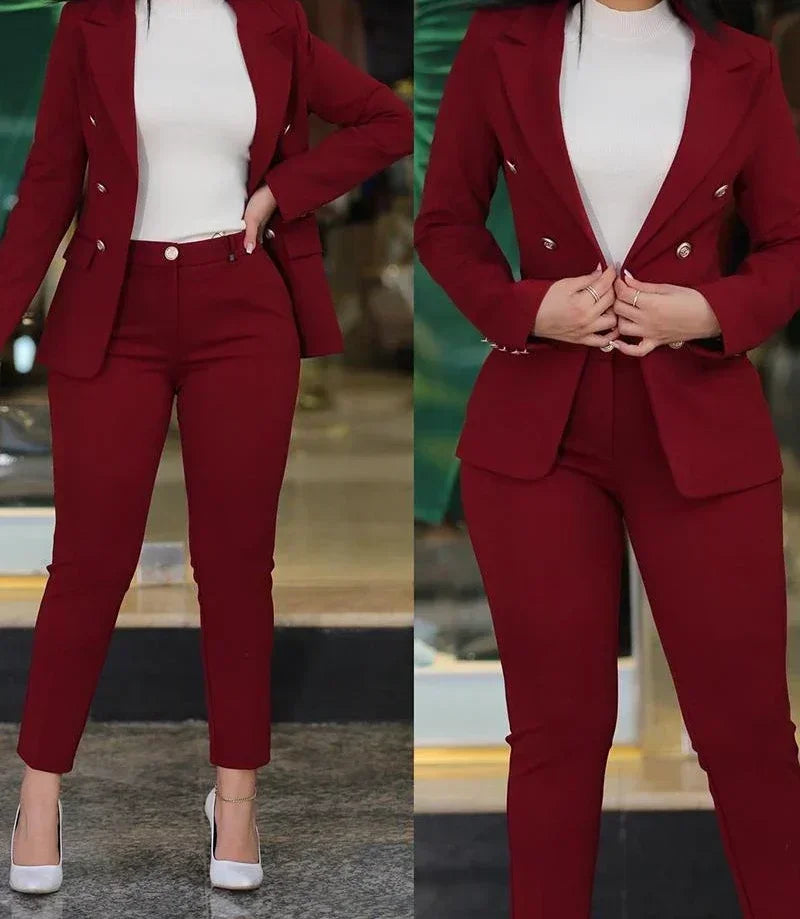 Blazer Women Set Elegant Pants and Long Sleeve Coat Autumn New 2023 Solid Fashion Versatile Casual Suits Y2k Clothes Streetwear