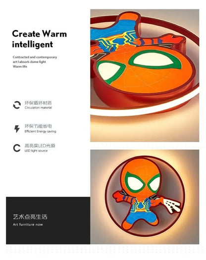 Marvel Spiderman New Multifunctional Personalized Creative Cartoon Smart Decorative Ceiling Lamp for Children's Boys' Bedroom