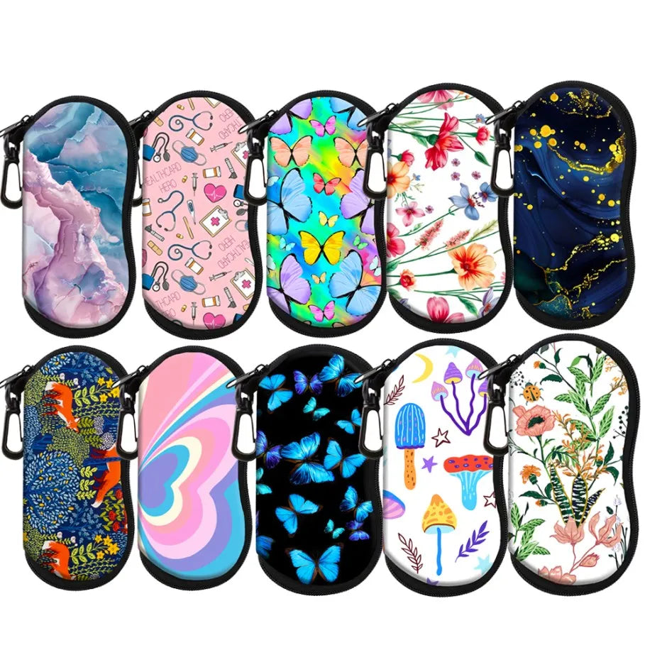 Marble Butterfly Pattern Glasses Soft Cloth Bag Sunglasses Bags Glasses Box Bag Women Zipper Fabric Eyeglasses Case Eyewear Case