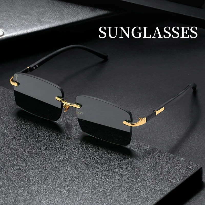 High Definition Sunglasses for Men Ladies Blue Light Blocking Eye Protection Eyewear Rimless Square Frame Eyeglasses Goggle