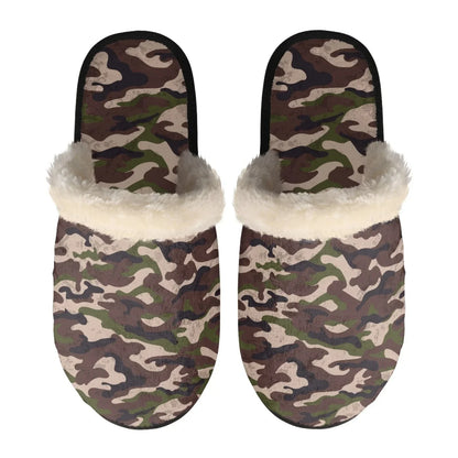 Unisex Indoor Home Pink Camouflage Plush Cotton Slippers Comfortable Keep Warm Flannel Upper EVA Soles With Anti-Slip Design