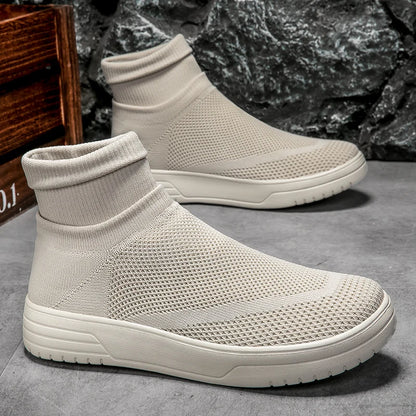 Hot Sale Purple Men's High-Top Socks Shoes Mesh Breathable Couple Casual Shoes Light Platform Socks Sneakers Man Plus Size 45 46