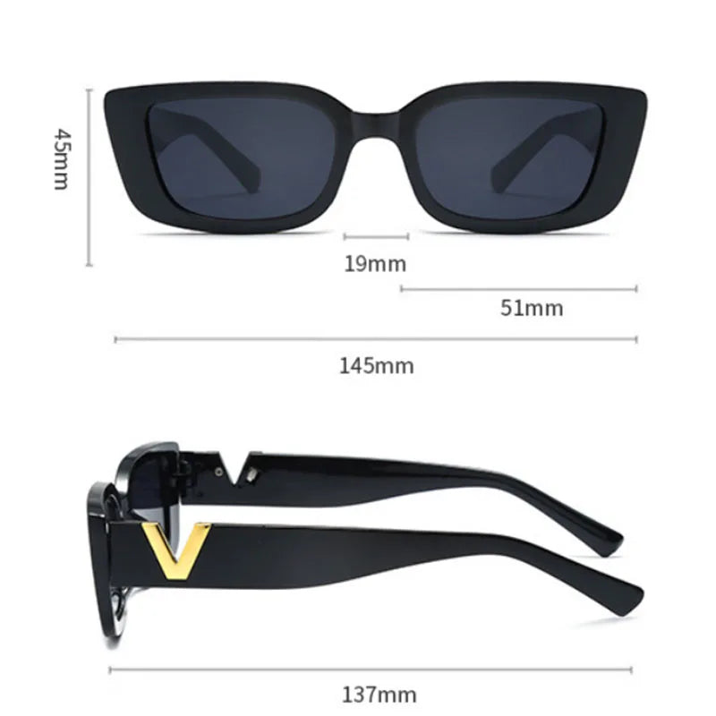 New Small Frame V-Shaped Fashion Sunglasses Women's Brand Designer Square Sun Glasses Women Outdoor Leisure Eyewear UV400