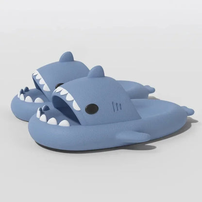 2024 Men Shark Slippers Couples Bathroom Non-Slip Flat Sandals Adults Outdoor Soft Thick Slides Cute Solid Color EVA Flip Flops