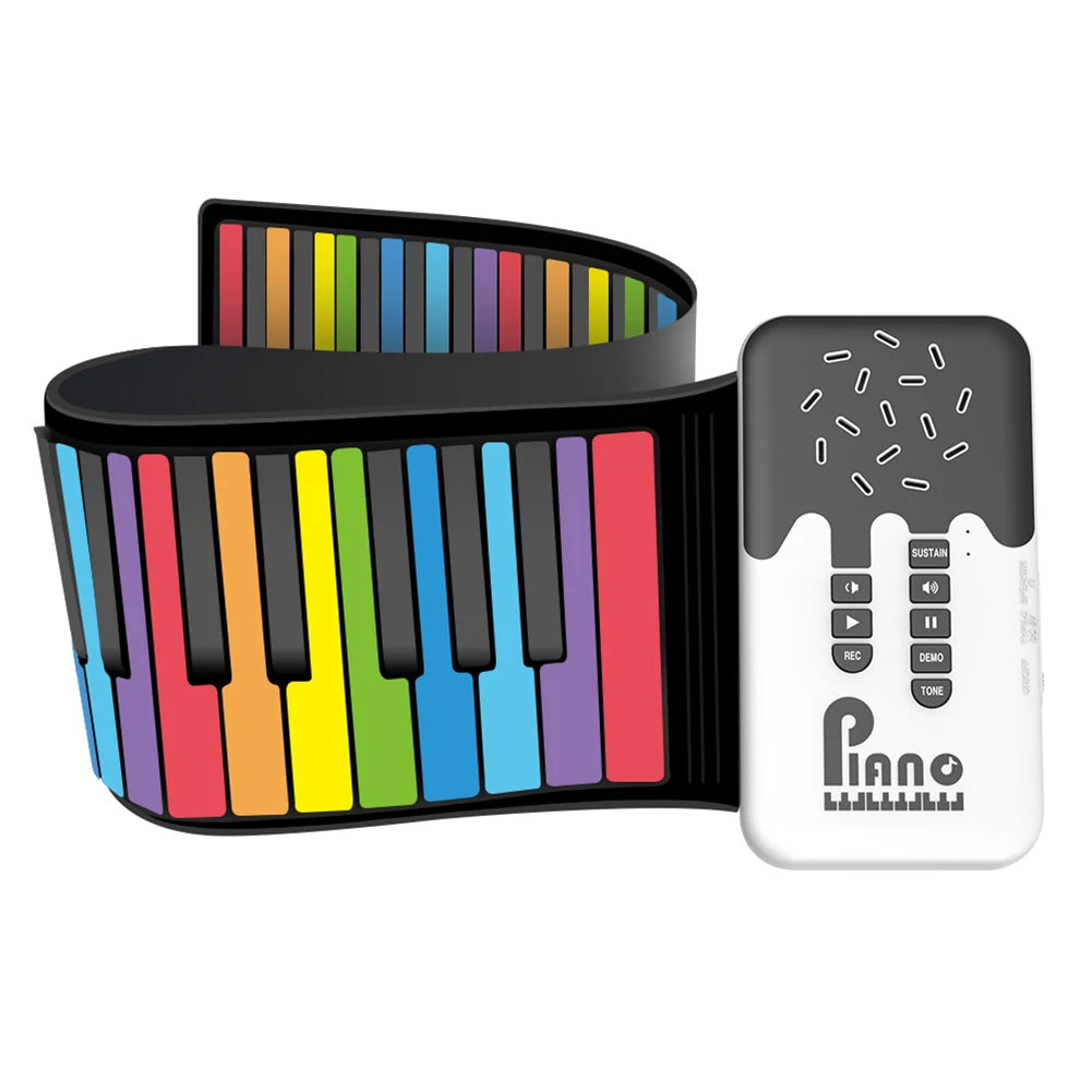 49 Keys Flexible Roll Up Piano Portable Educational Toys USB Input MIDI Out Bluetooth-Compatible Mp3 Headphone Gift for Children