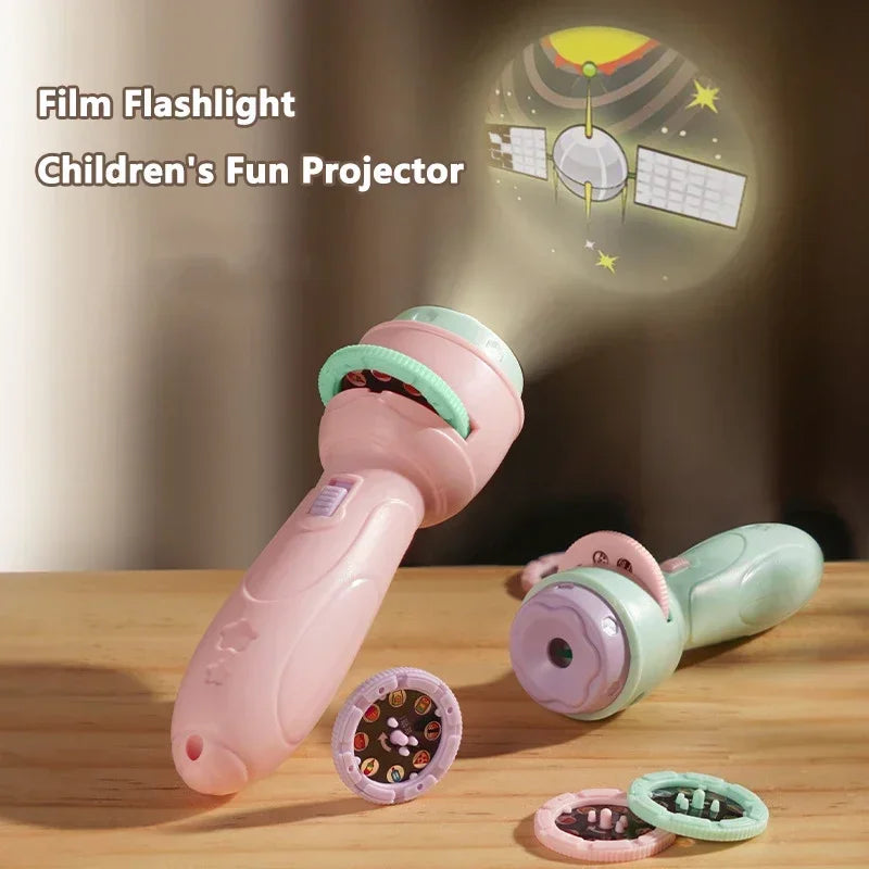 Projection Flashlight, Early Education Puzzle Development Toy, Children Enlightenment Luminous Toy, Cartoon  Patterns Projector