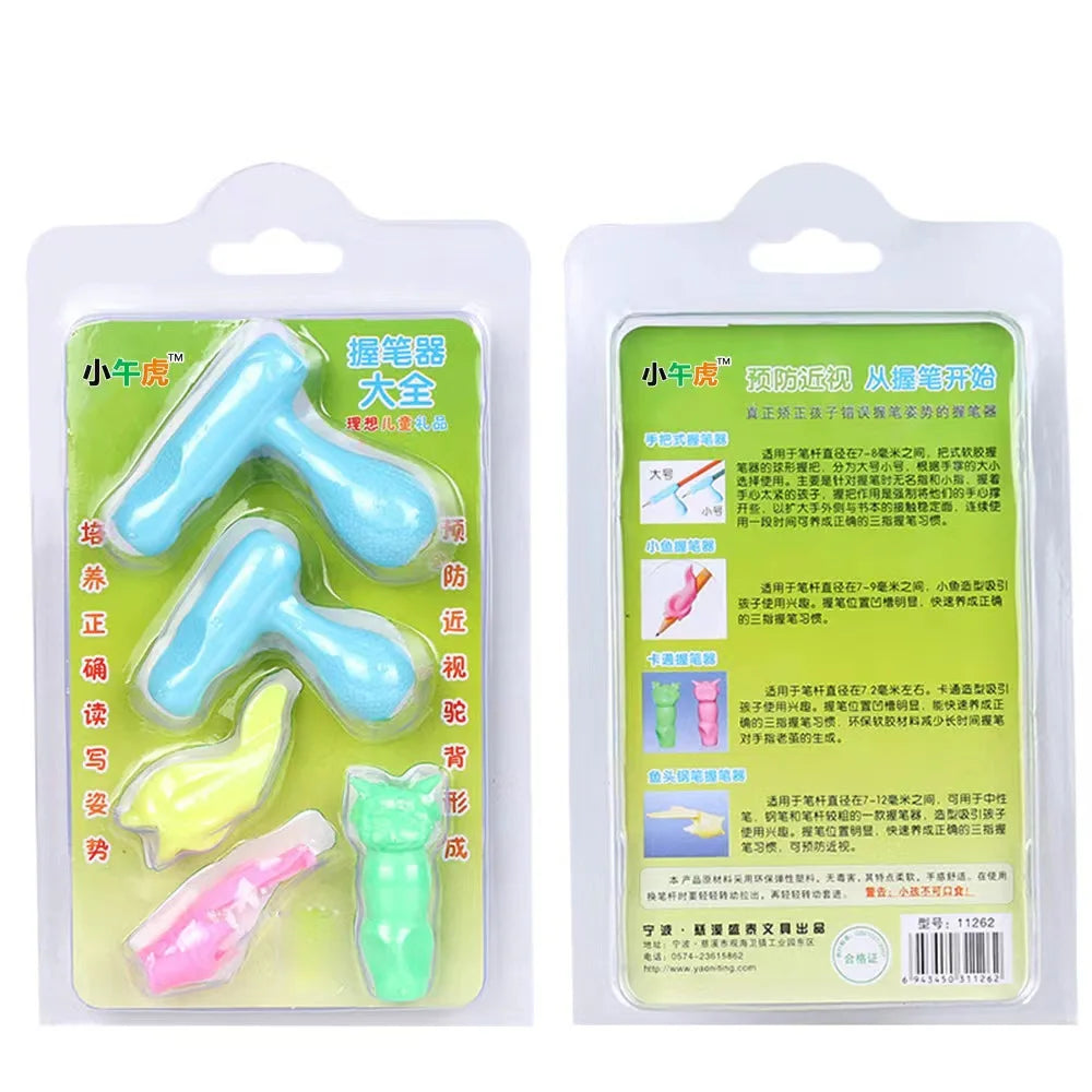 Children Writing Pencil Pan Holder Kids Learning Practise Silicone Pen Aid Grip Posture Correction Device for Students