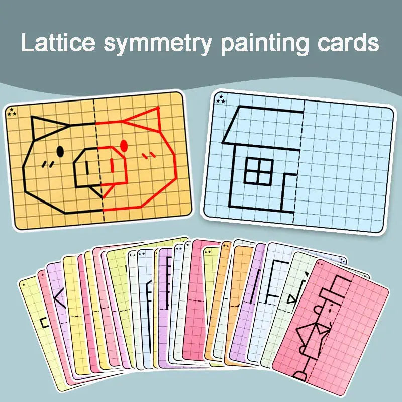 30 page children's grid symmetrical drawing toy focuses on fine motor skills writing and 4-color brush control training drawing