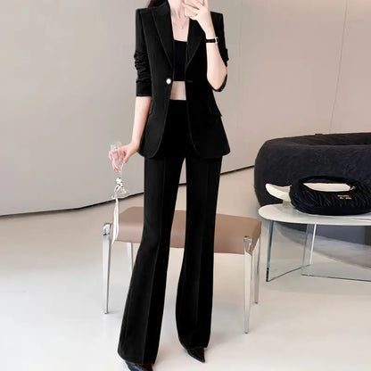 Women's 2024 Autumn New Fashion Professional Suit Jacket Pants Two Piece Korean Elegant Casual Blazer Coat Trousers Matching Set