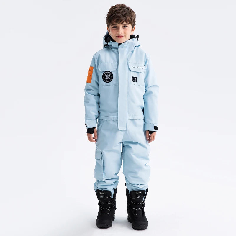 COPOZZ Thick Kids Ski Jacket Children Snowboard Jumpsuit Warm Jump Suit Waterproof Winter Hooded Clothes Overalls Boys and Girls