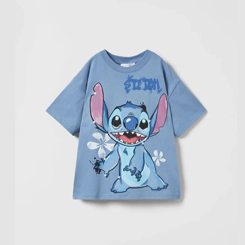 Printed Cartoon Mickey T-shirt Summer Clothing Loose Fashion Children's Wear Tops Tees Short Sleeved Kids Boy Clothes Tshirts