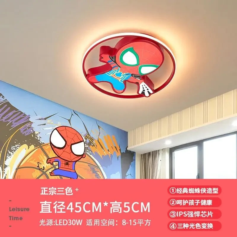 Marvel Spiderman New Multifunctional Personalized Creative Cartoon Smart Decorative Ceiling Lamp for Children's Boys' Bedroom