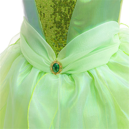 Tinker Bell Girls Fairy Princess Dress Kid Cosplay Elf Costume Tinkerbell Halloween Carnival Party Clothes Fantasy Green Vestido