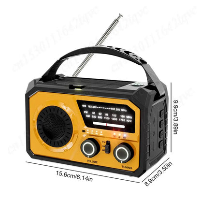 16000mAh AM/FM/WB NOAA Weather Radio Solar Hand Crank Radio LED Flashlight Reading Lamp Bluetooth5.3 Speaker Emergency Radio