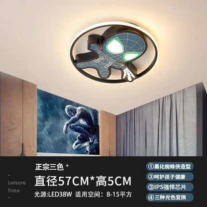 Marvel Spiderman New Multifunctional Personalized Creative Cartoon Smart Decorative Ceiling Lamp for Children's Boys' Bedroom