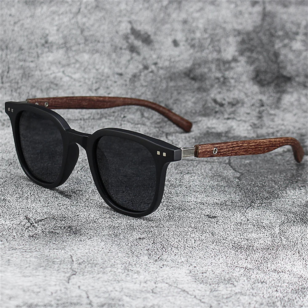 New Men Vintage Wooden Frame Sunglasses Classic Brand Sun Glasses Coating Lens Men Polarized UV Protection Driving Eyewear 2024