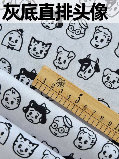 Japanese Style Cartoon Fabric Cute Illustration Comic Character Children Chintz for Sewing Clothes Dresses by Half Meter