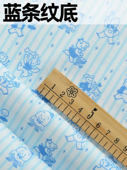 Japanese Style Cartoon Fabric Cute Illustration Comic Character Children Chintz for Sewing Clothes Dresses by Half Meter