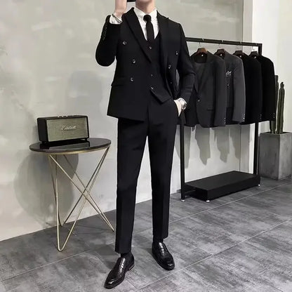 Wedding 2 Piece Outfit Set Male Slim Fit Full Men's Suits and Blazers Dress Formal Groom Clothes Elegant Spring Autumn Luxury