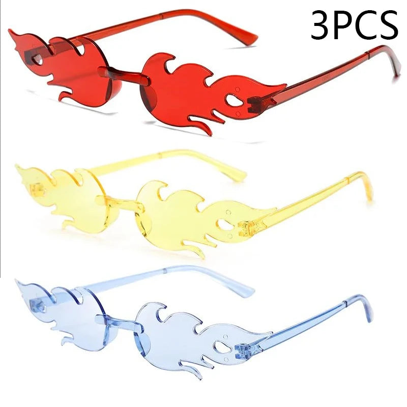 Flame Sunglasses Rimless Personality Colorful Ball Party Sunglasses Candy Hip-hop Fruit One-piece Glasses