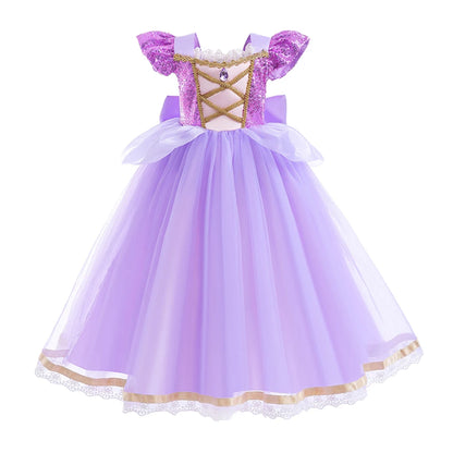 Children Snow Queen Dress Kids Princess Christmas Cosplay Dress Girls Elsa Belle Performance Luxury Clothing Party Fancy Clothes