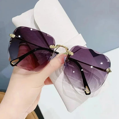 2024 New Fashion Frameless Cut Edge Sunglasses New Summer Sun Visors Square Sunglasses for Woman Lenses UV400 Women Sunglasses