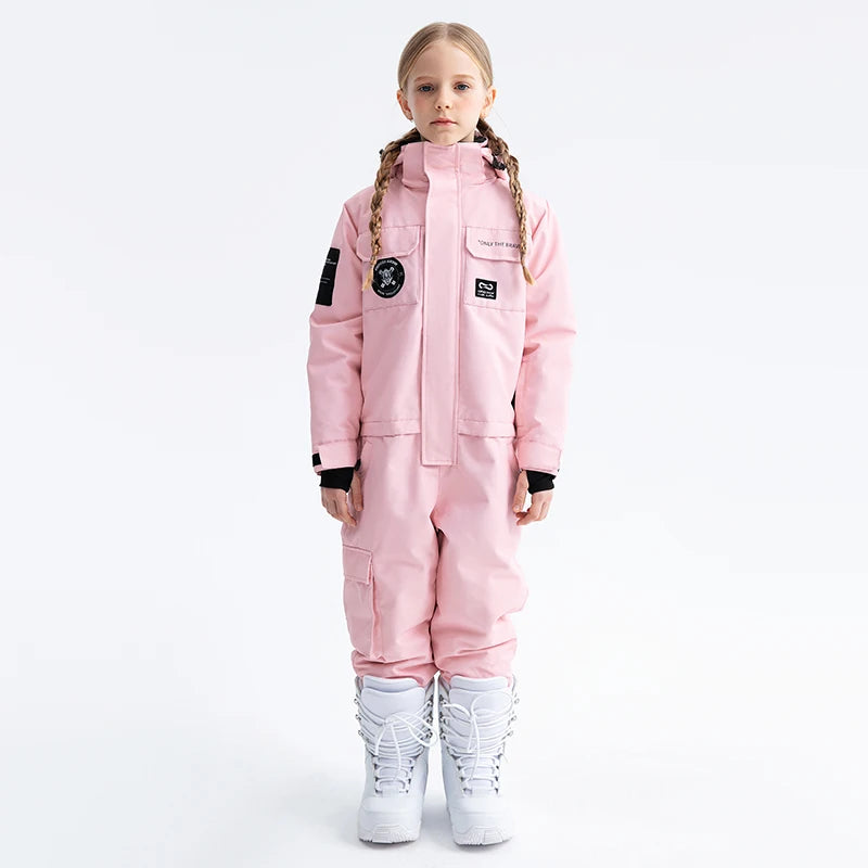 COPOZZ Thick Kids Ski Jacket Children Snowboard Jumpsuit Warm Jump Suit Waterproof Winter Hooded Clothes Overalls Boys and Girls