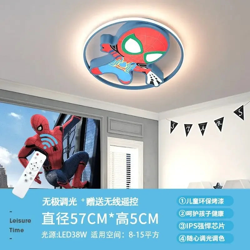 Marvel Spiderman New Multifunctional Personalized Creative Cartoon Smart Decorative Ceiling Lamp for Children's Boys' Bedroom