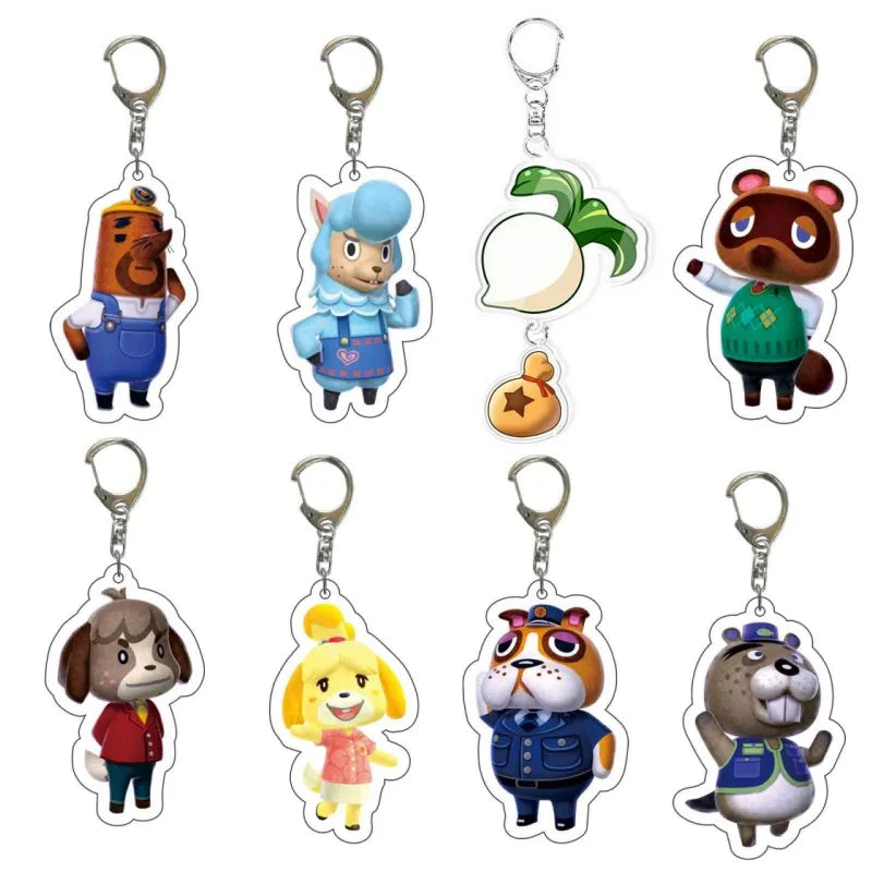 Anime Animal Crossing: New Horizons Acrylic Keychain Cartoon Character Pendant, Suitable for Bag and Keys gift Perfect Gift Fans