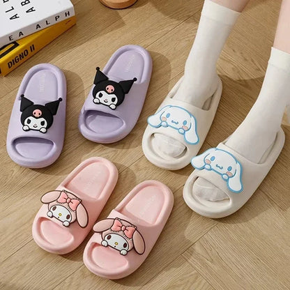 Sanrios Bathroom Non-slip Sandals Cartoon Kuromi Anime EVA  Slipper Home Shoe Festival Gift for Girl