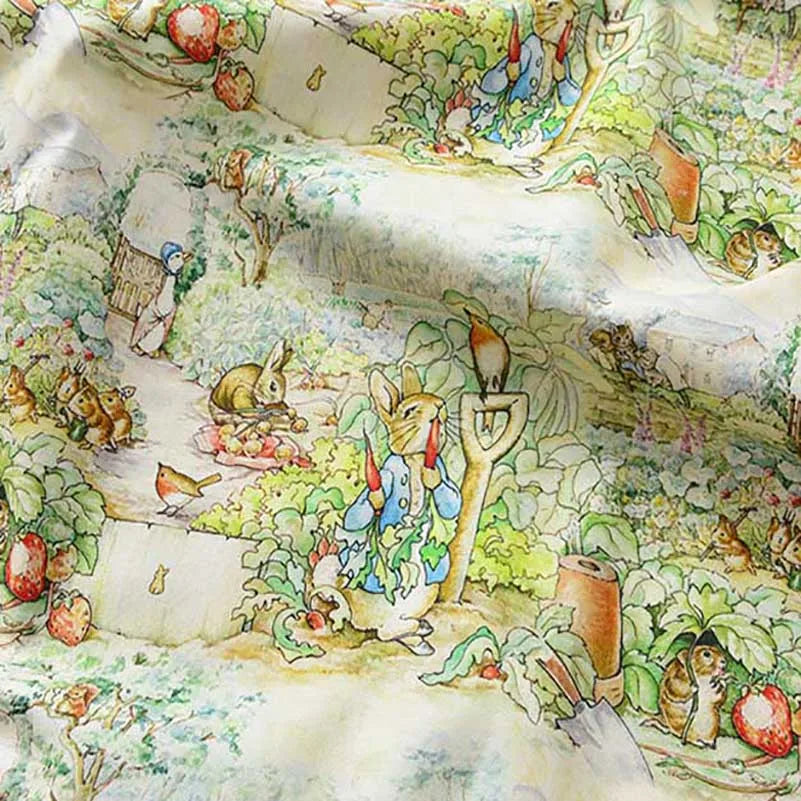 Rabbit Printed Fabric Cotton for Sewing Children Clothes DIY Handmade by Half Meter