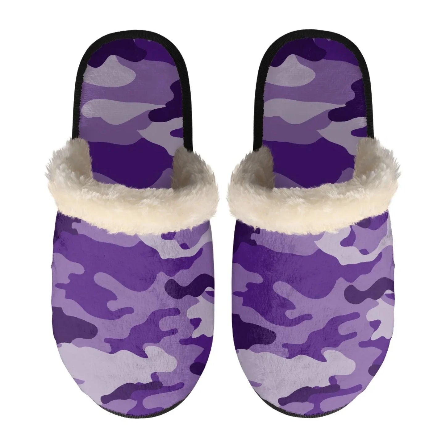 Unisex Indoor Home Pink Camouflage Plush Cotton Slippers Comfortable Keep Warm Flannel Upper EVA Soles With Anti-Slip Design