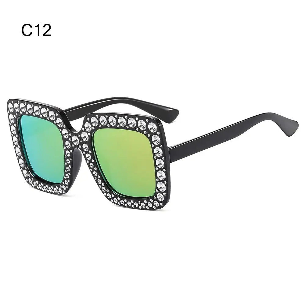 Luxury Children Fashion Sunglasses For Boys Girls Kids Sparkling Rhinestone Stylish Goggles Square Sun Glasses Decorative UV400