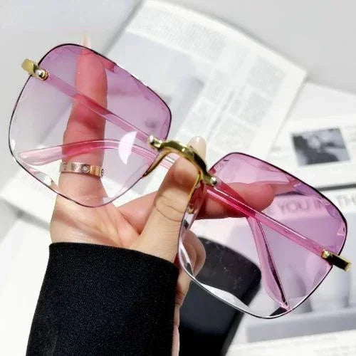 2024 New Fashion Frameless Cut Edge Sunglasses New Summer Sun Visors Square Sunglasses for Woman Lenses UV400 Women Sunglasses