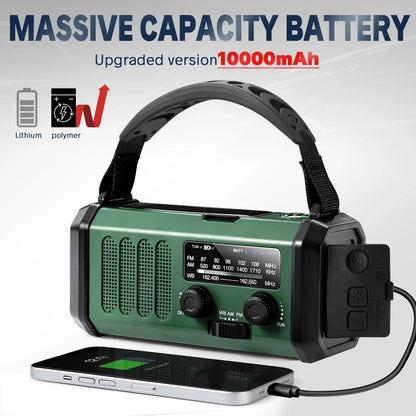 Woopker 10000mAh Radio XSY330 FM Emergency Radio Solar Hand Crank Generator AM/FM/NOAA LED Portable Radio SOS Alarm Power Bank