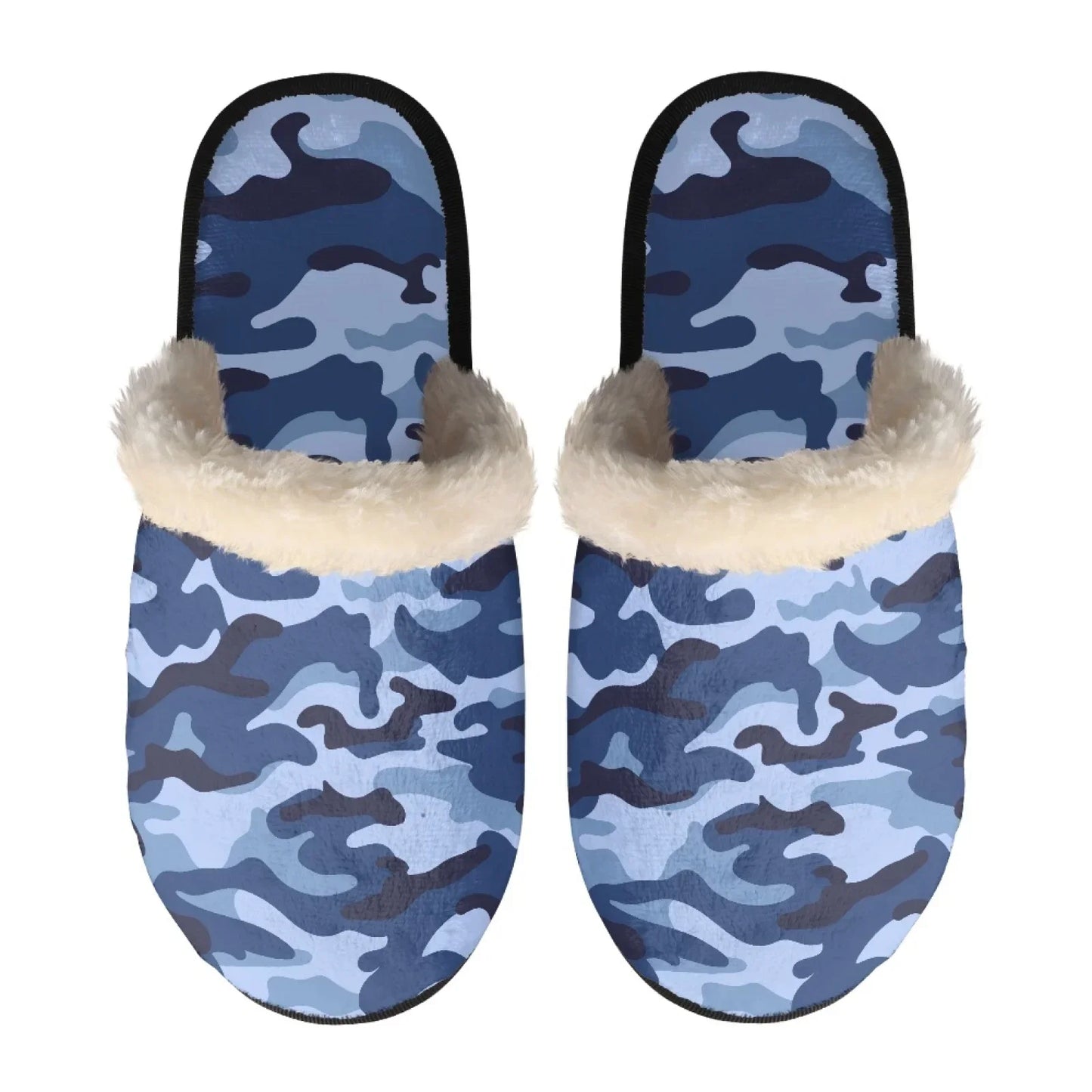 Unisex Indoor Home Pink Camouflage Plush Cotton Slippers Comfortable Keep Warm Flannel Upper EVA Soles With Anti-Slip Design