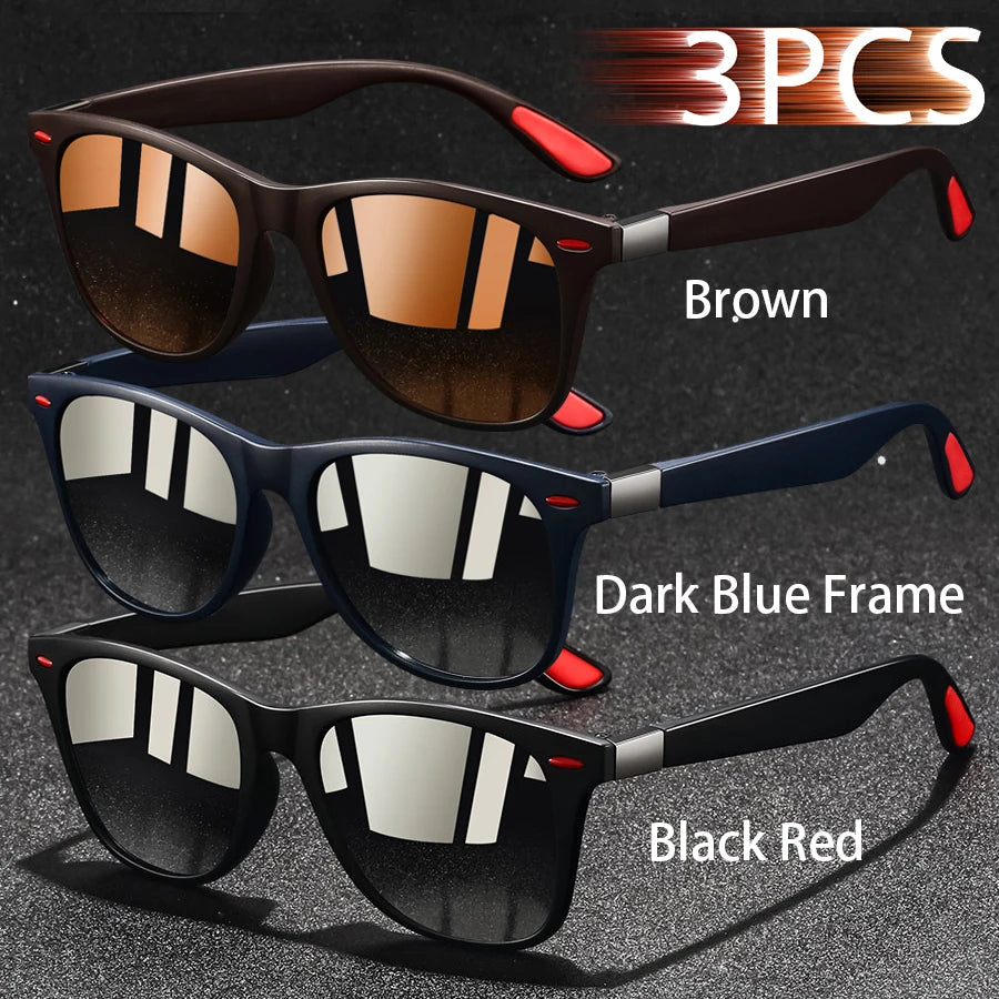 3 PCS Fashion Retro Metal Square Frame Sunglasses Men Ladies 's Luxury Brand Designer Sunglasses Anti-Glare Retro Eyewear UV400