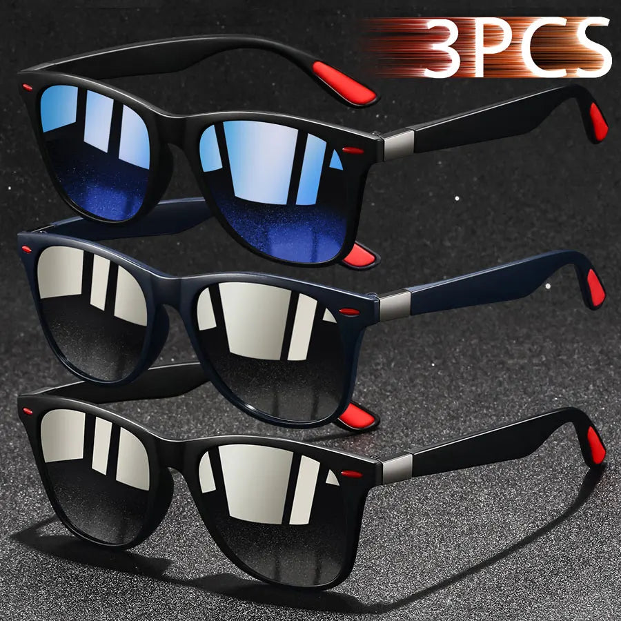 3 PCS Fashion Retro Metal Square Frame Sunglasses Men Ladies 's Luxury Brand Designer Sunglasses Anti-Glare Retro Eyewear UV400