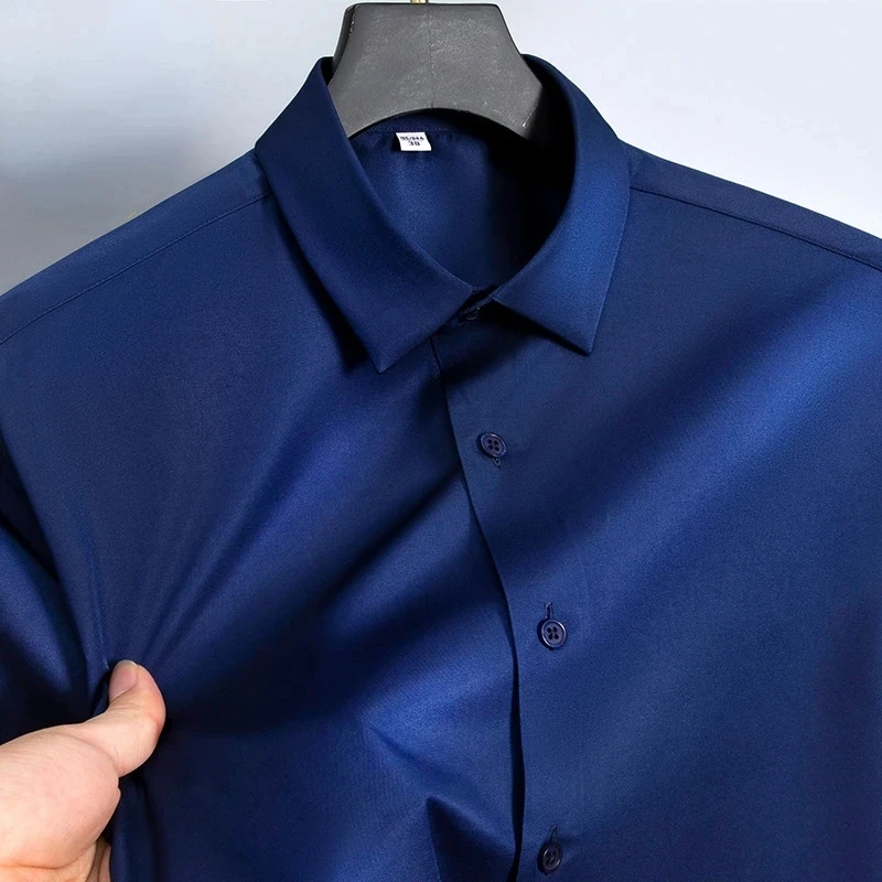 New Anti-Wrinkle Men Shirts Long Sleeve Dress Shirts For Men Slim Fit Camisa Social Business Blouse White Office Shirt S-6XL - Afbeelding 13