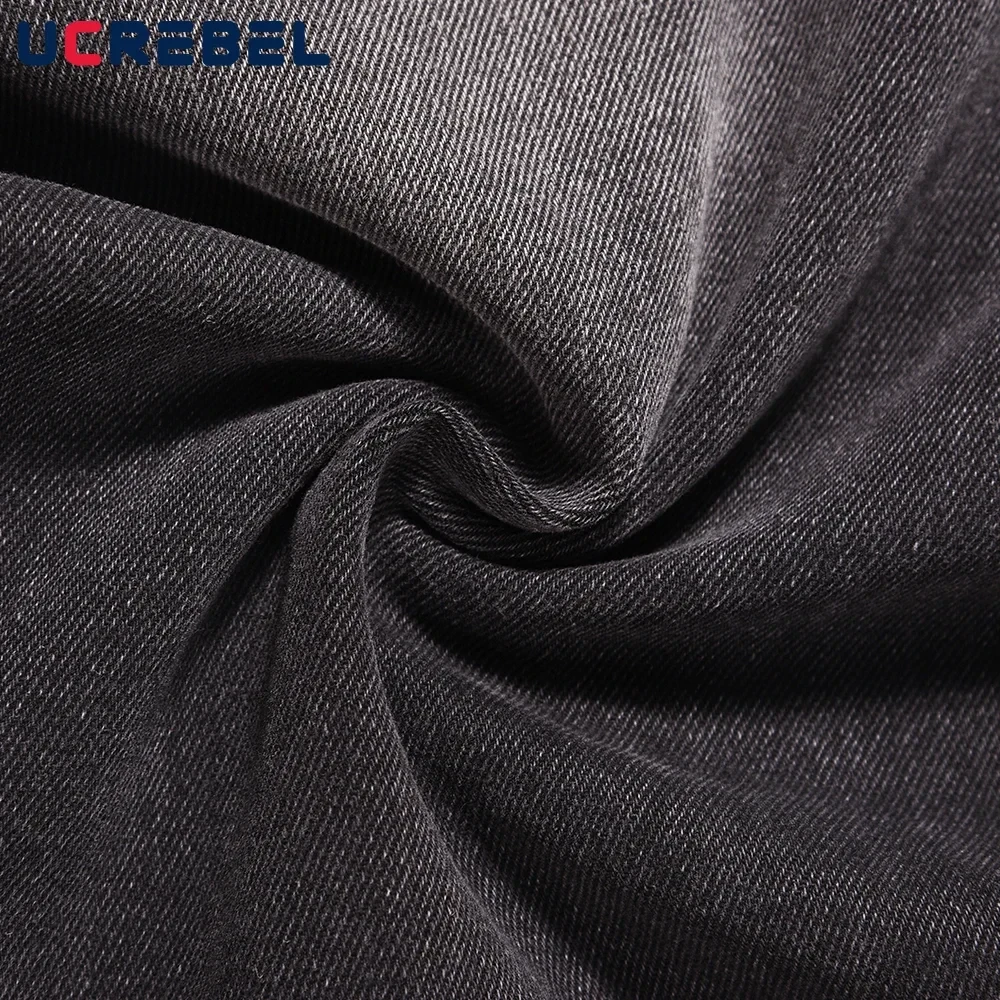 Retro Washed Black Ripped Hole Jeans Mens High Street Raw Edge Straight-leg Flared Pants Men - Afbeelding 6