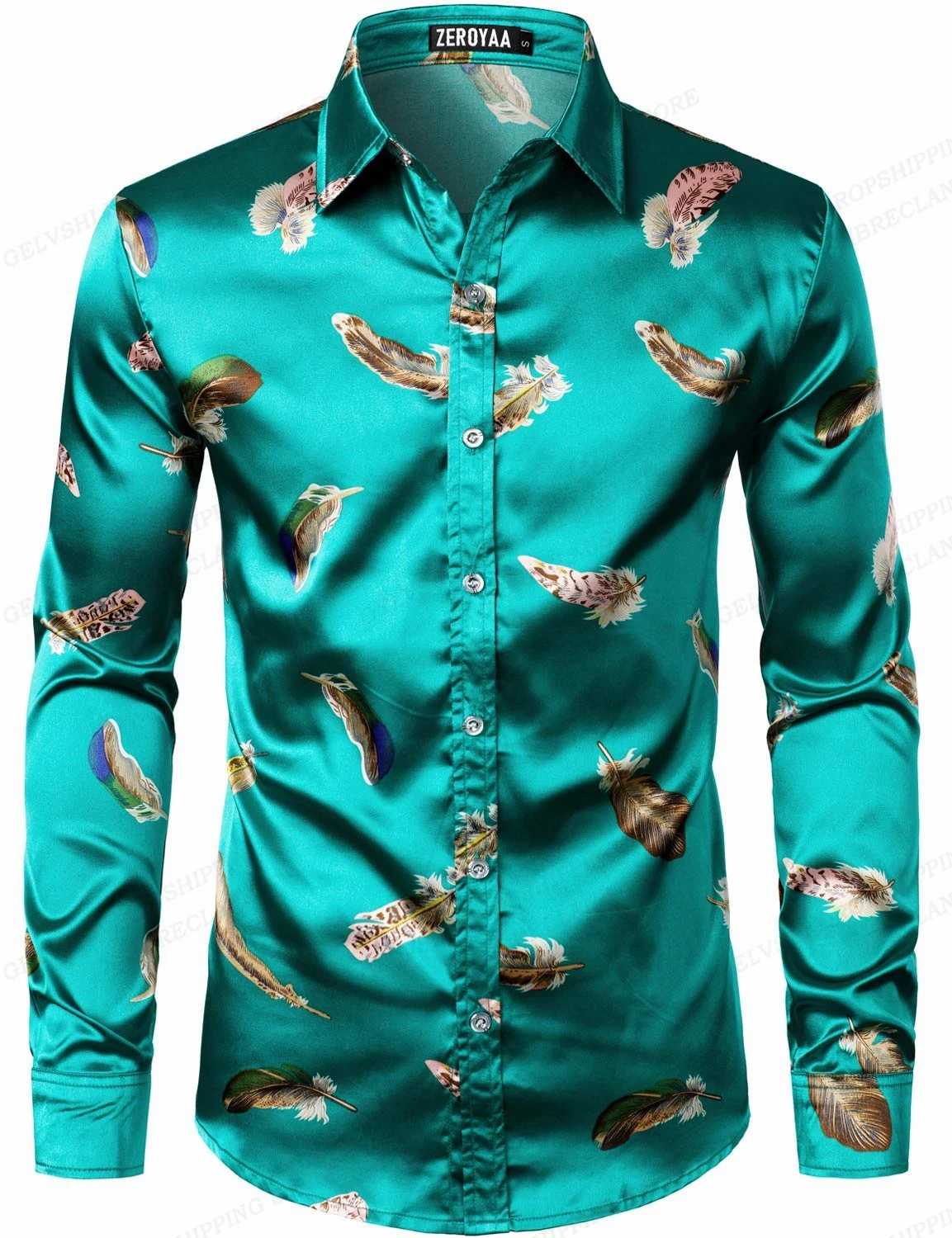 Gold Chain Hawaii Shirts Butterfly 3d Print Shirts Men Fashion Shirts Long Sleeve Beach Blouse Luxury Lapel Shirt Men's Clothing - Afbeelding 3