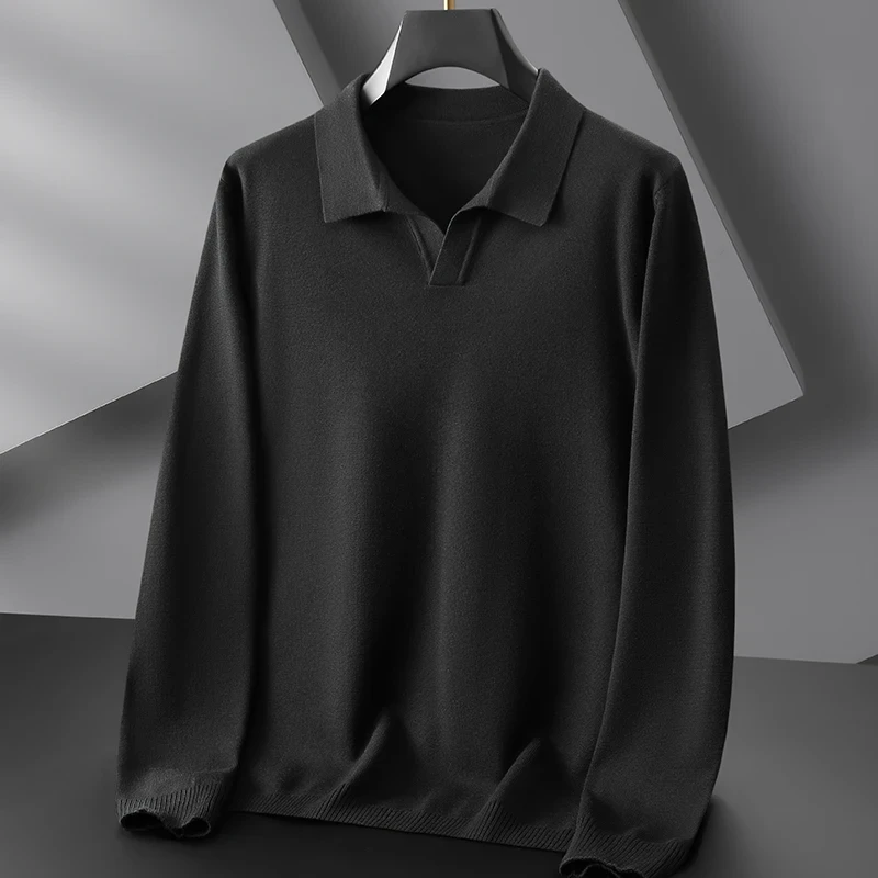 8XL 7XL 6XL Soft Warm Male Pullovers 2023 New Fall Winter High End Luxury Wool Sweater Men Long Sleeve Lapel Mens Sweaters - Afbeelding 2