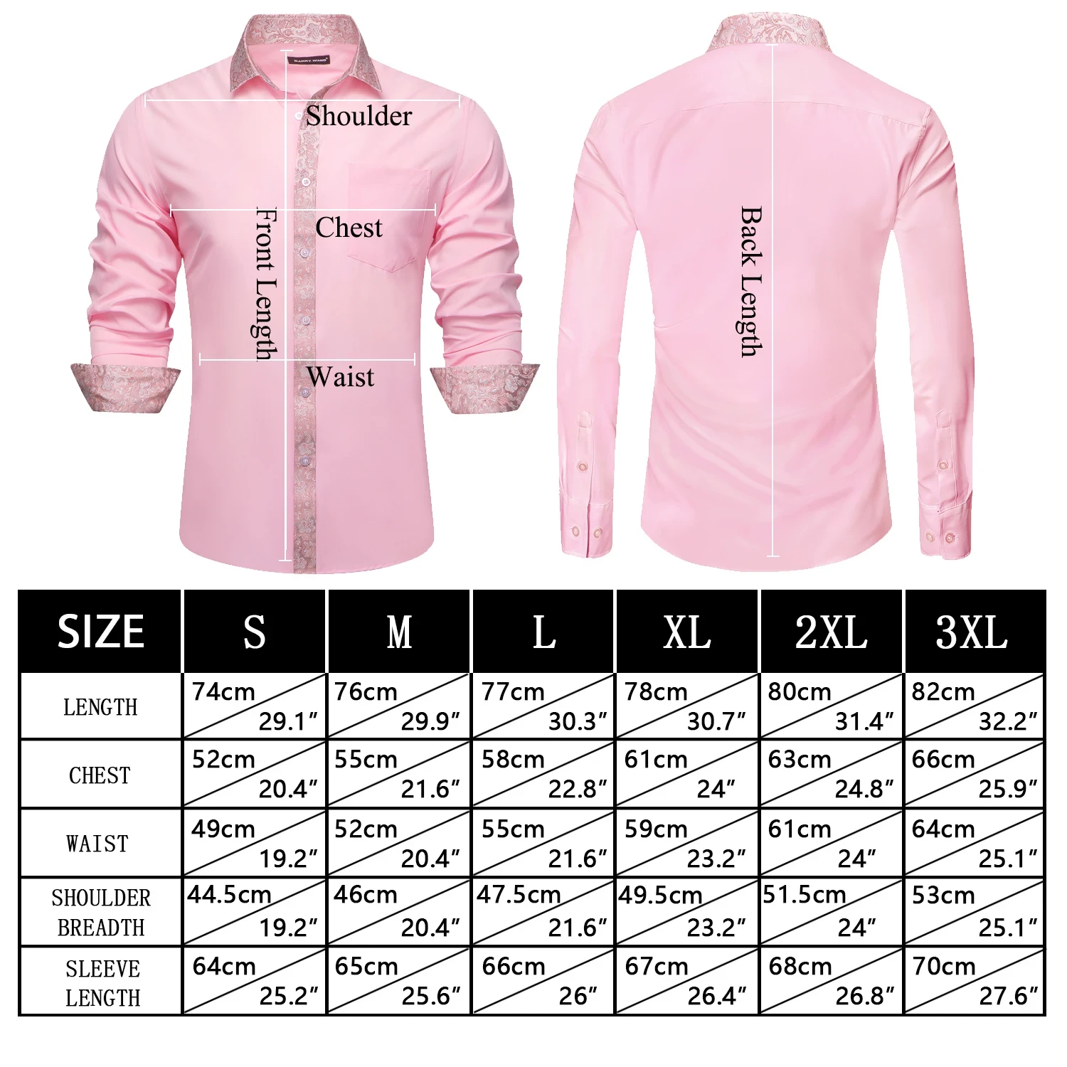 Barry.Wang Designer Silk Mens Shirts Jacquard Splicing Long Sleeve Lapel Buttons Male Blouses Stylish Wedding Business Prom Gift - Afbeelding 6