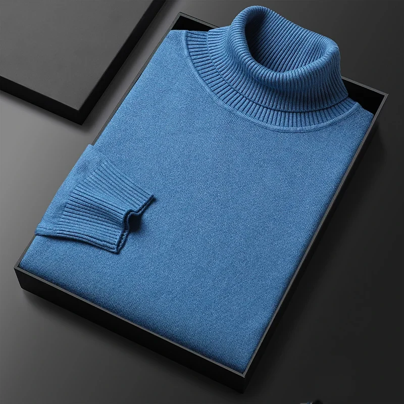 Autumn Winter Slim Fit Turtleneck Sweater Men Solid Color Warm Knitting Pullovers Male Casual Knitwear Long Sleeve Pullovers Man - Afbeelding 6