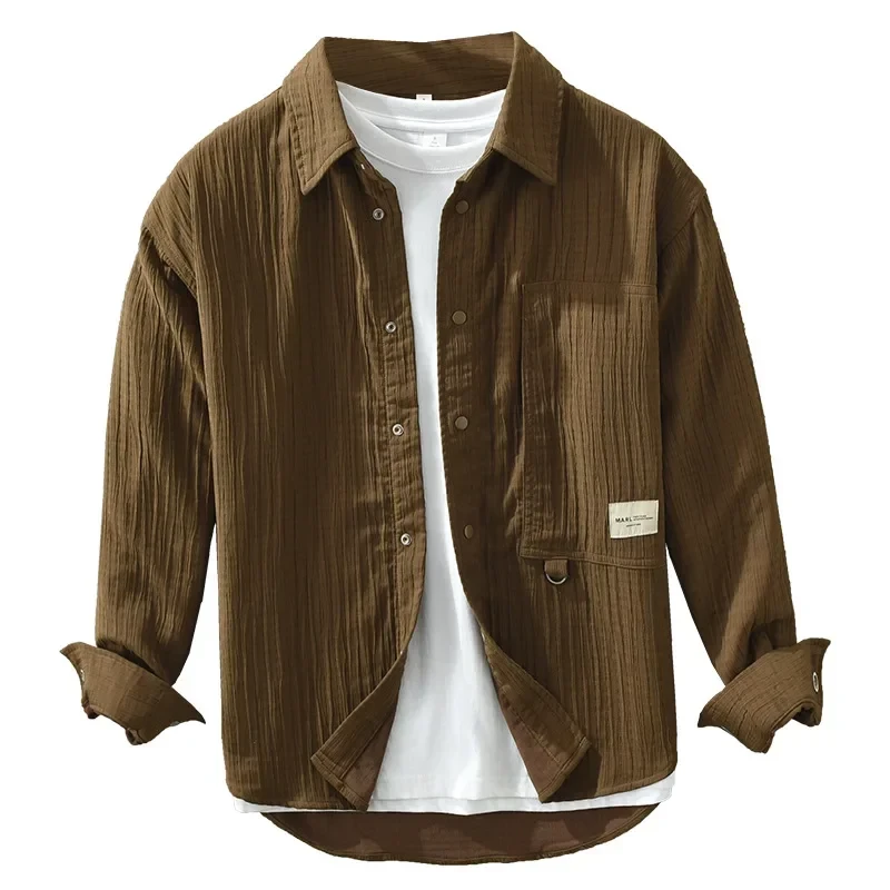 6801 Spring Autumn Japan Style Vintage Striped Shirts Loose Casual High Street Simple Fashion Lapel Long Sleeved Blouse Man - Afbeelding 5