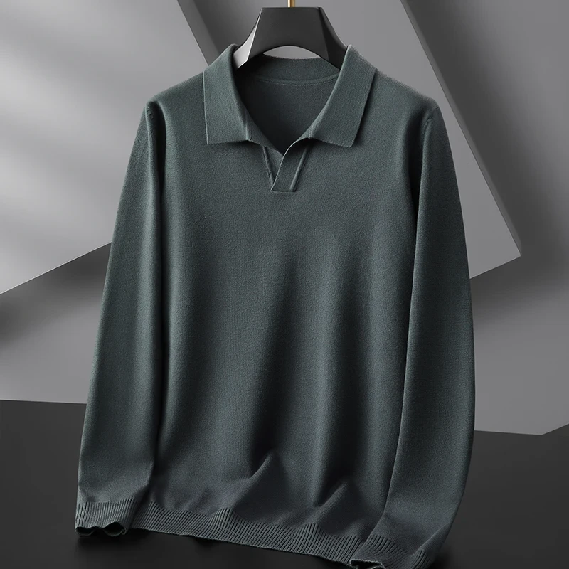 8XL 7XL 6XL Soft Warm Male Pullovers 2023 New Fall Winter High End Luxury Wool Sweater Men Long Sleeve Lapel Mens Sweaters - Afbeelding 3