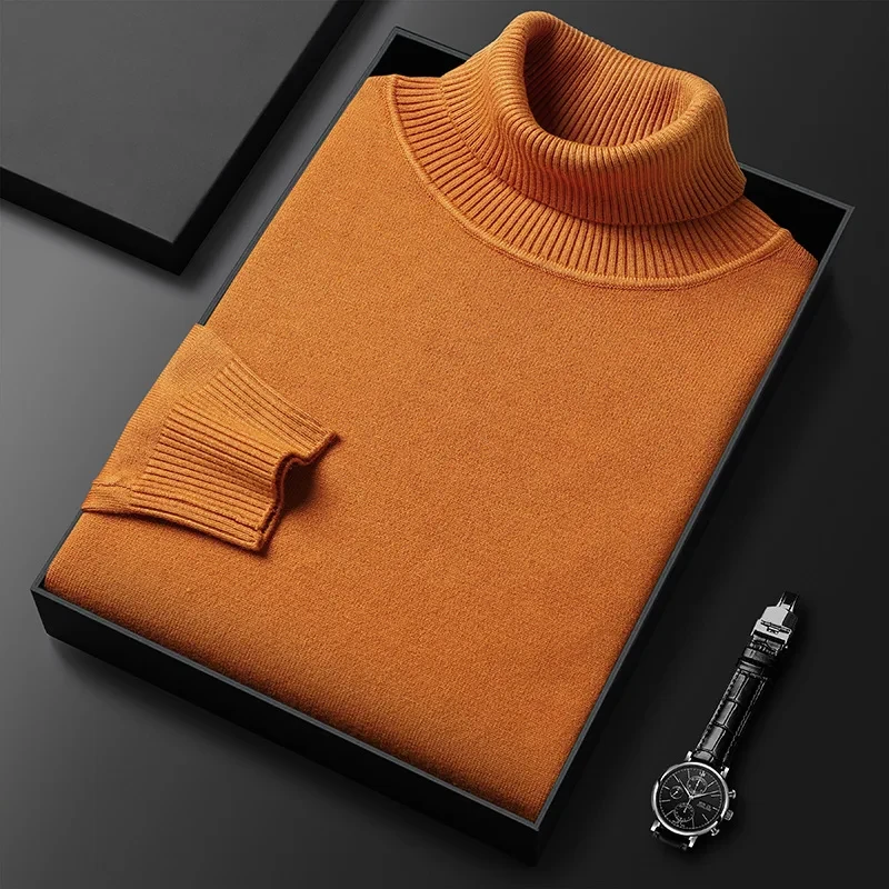 Autumn Winter Slim Fit Turtleneck Sweater Men Solid Color Warm Knitting Pullovers Male Casual Knitwear Long Sleeve Pullovers Man - Afbeelding 17