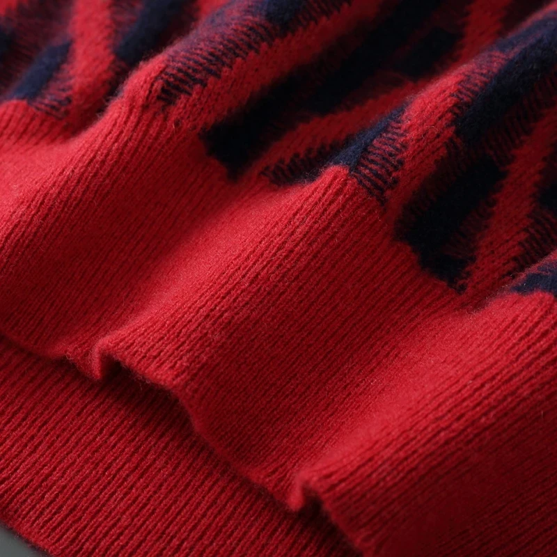 Men's 100% merino wool autumn and winter new round neck cashmere pullover thickened warm solid color high-end sweater long sleev - Afbeelding 5