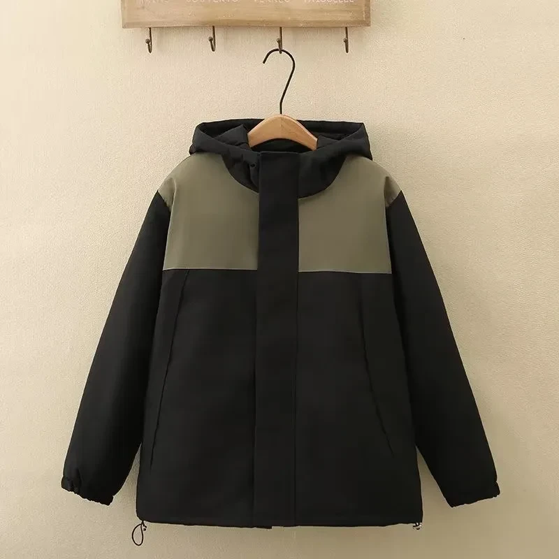 Plus Size Women's Clothing New Winter Jacket Long Sleeve Hooded Zipped Windproof Warm Coat With Cotton And Thickened Interlayer - Afbeelding 8