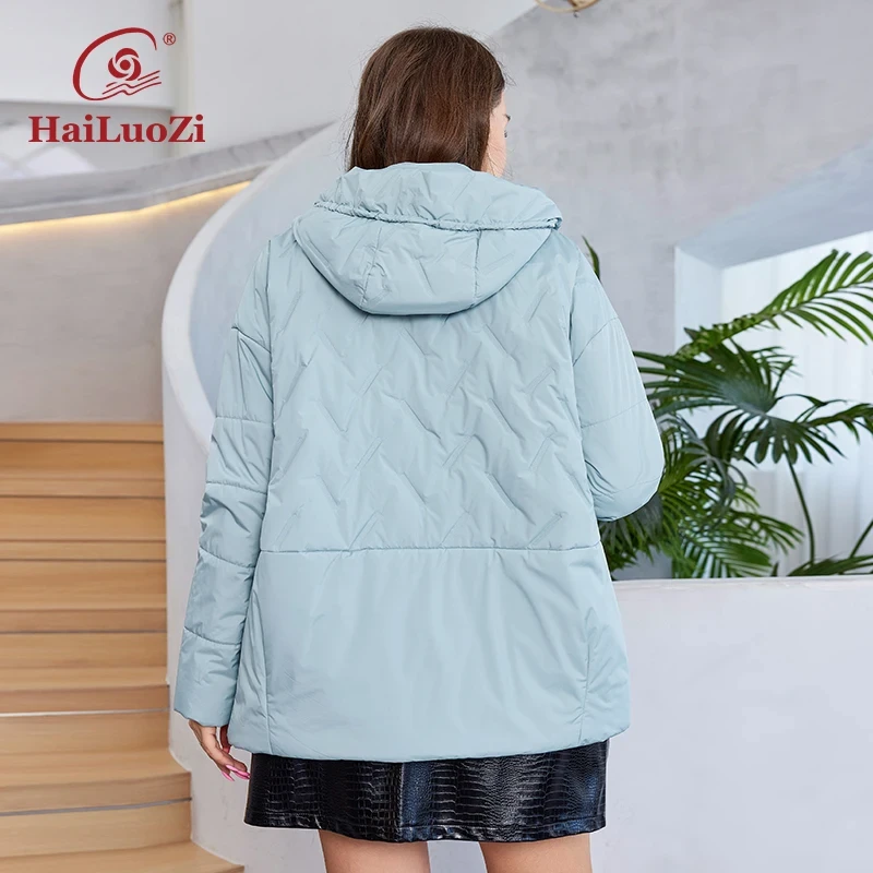 HaiLuoZi 2023 New Plus Size Women Clothing Short Hooded Quilting Female Outwear Classic Design Lightweight Women's Jacket 5529 - Afbeelding 5